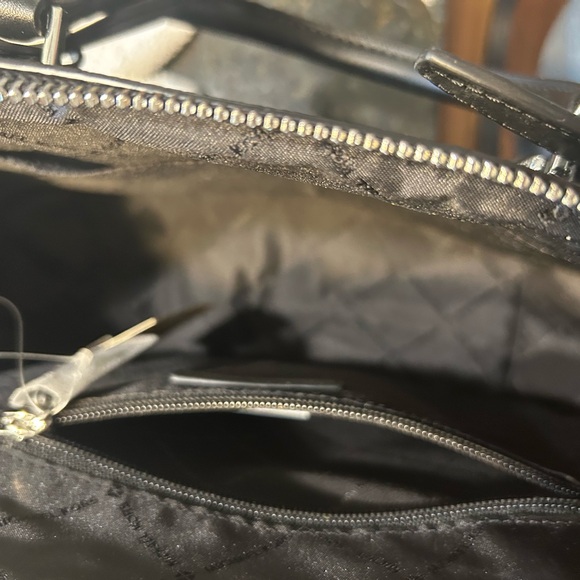 Michael Kors Black Leather Charlotte Large Satchel Women's Bag - Picture 9 of 10